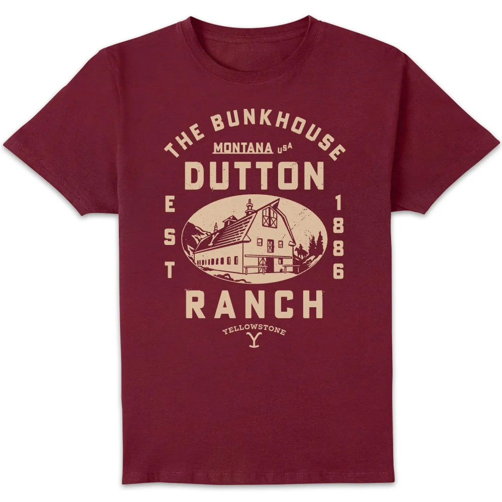 Yellowstone Dutton Ranch Woodcut Unisex T-Shirt - Burgundy - S Bild 1