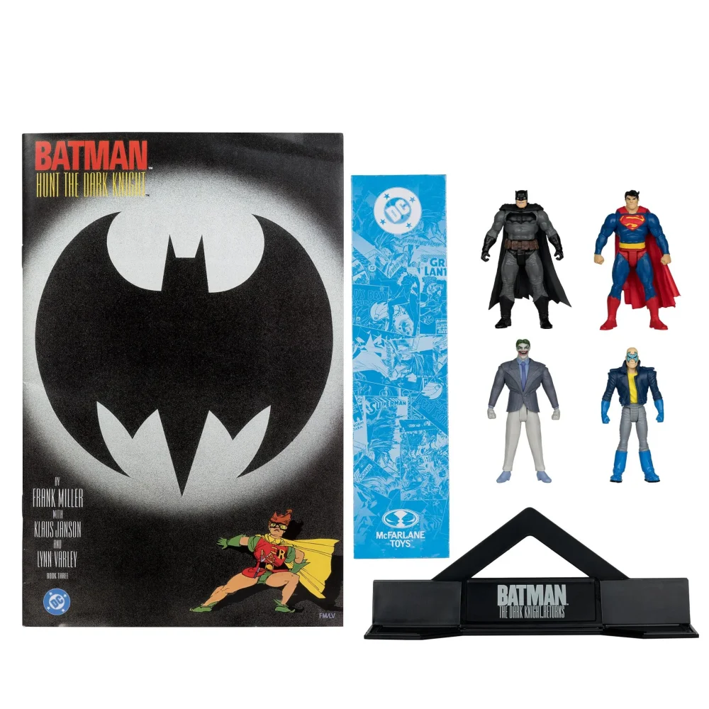 McFarlane DC Direct 3" Figure with Comic Black Suit Batman & DKR#3 Son of Batman & Superman & DKR#4 Joker 4 Pack Action Figures Bild 1