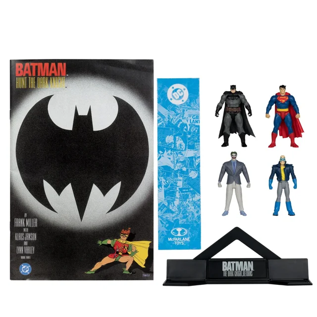 McFarlane DC Direct 3" Figure with Comic Black Suit Batman & DKR#3 Son of Batman & Superman & DKR#4 Joker 4 Pack Action Figures
