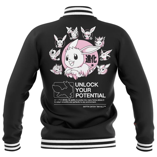 Pokémon Circle Of Eevee Evolutions Varsity Jacket - Black/Black
