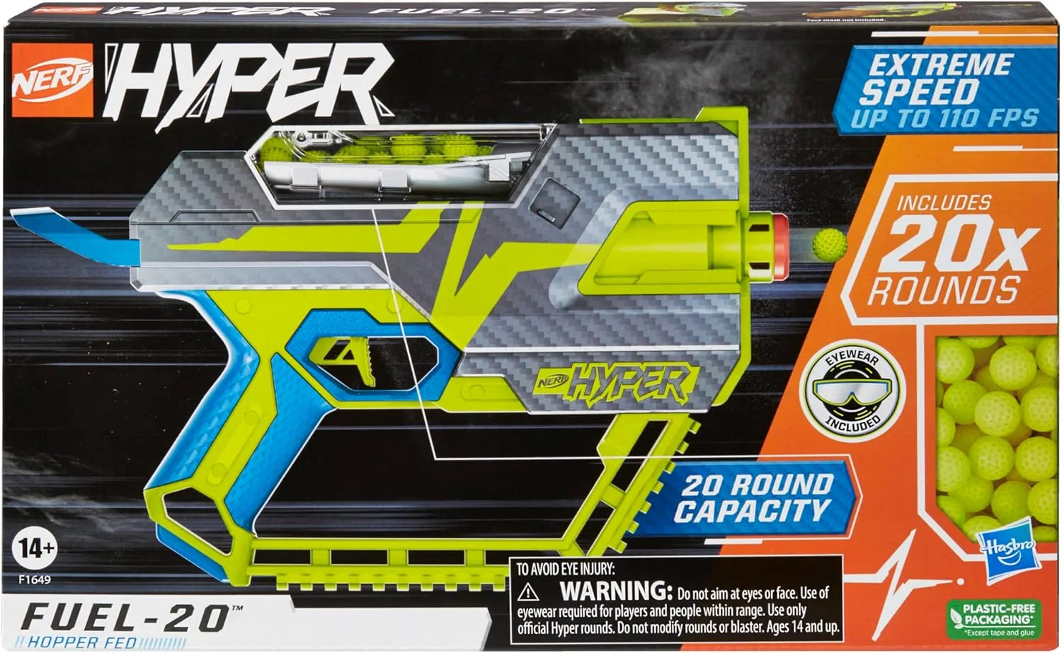 Nerf Hyper Fuel-20 Blaster, 20 Nerf Hyper Rounds, Up To 110 FPS Velocity, 20-Round Capacity Bild 1