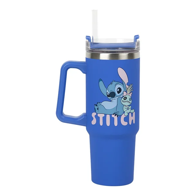 Disney Stitch Blue 900Ml Insulated Cup And Straw
