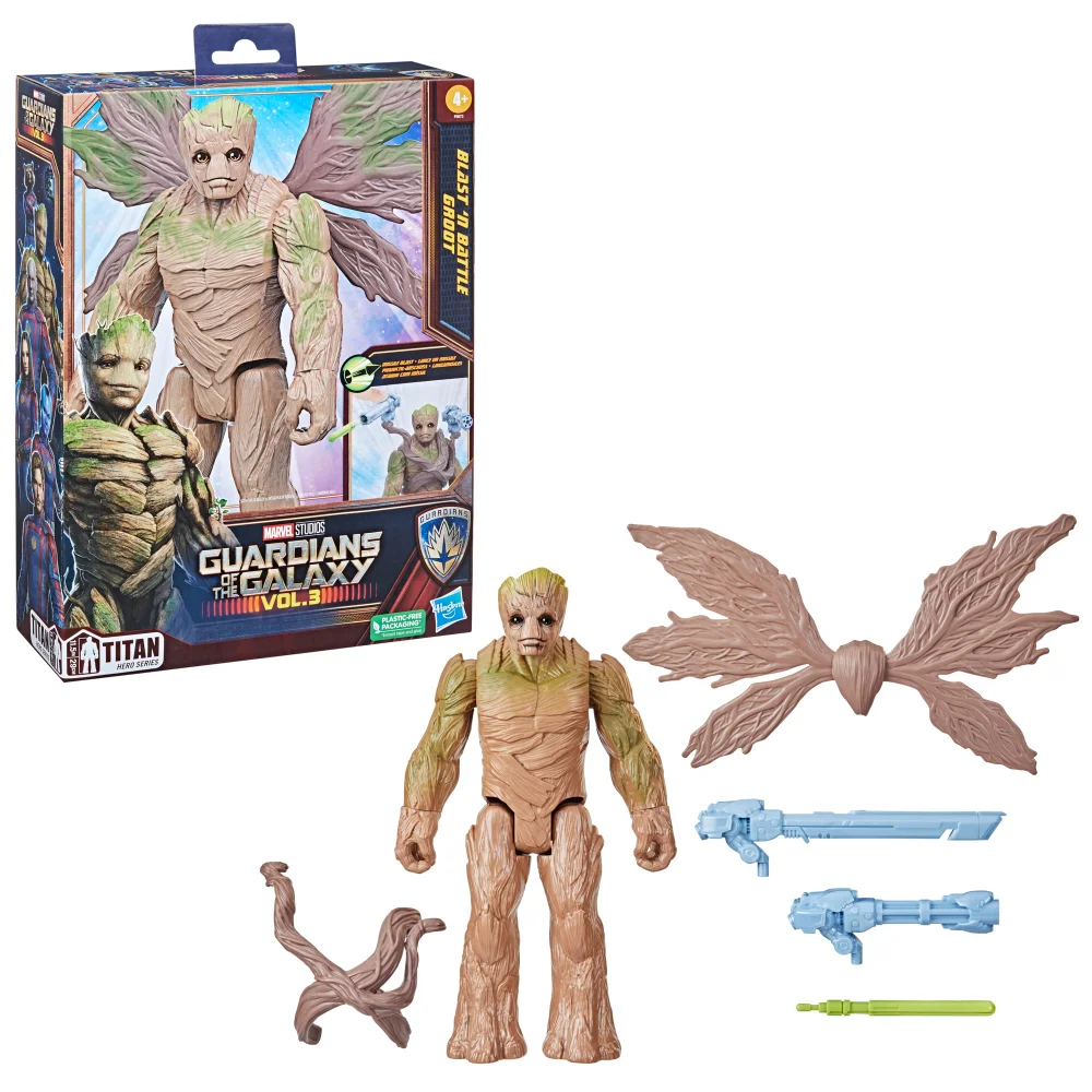 Hasbro Marvel Studios' Guardians of the Galaxy Vol. 3 Titan Hero Series Blast 'N Battle Groot Action Figure (11.5") Bild 1