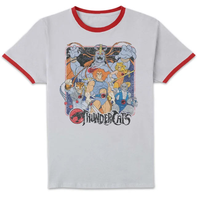 Thundercats Classic Lineup Unisex Ringer T-Shirt - White/Red