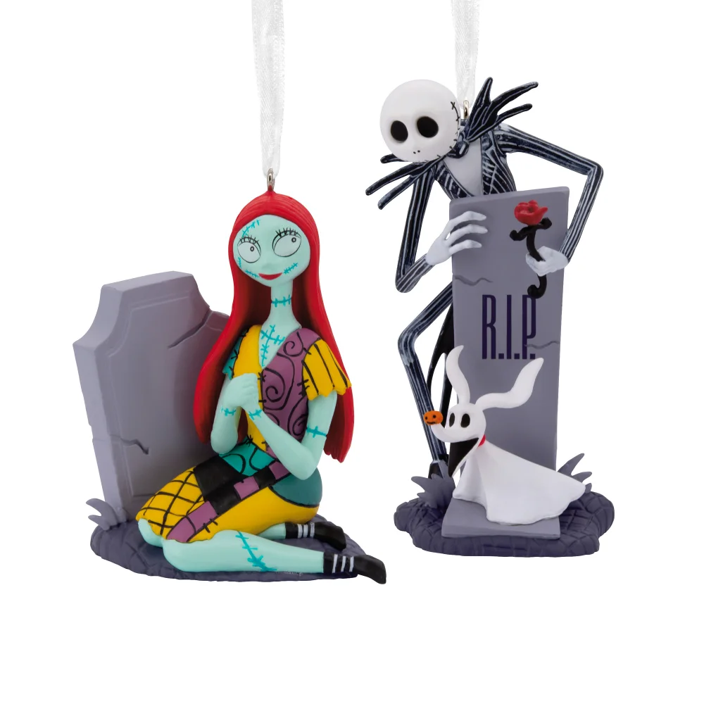 Hallmark Storied Moments Disney The Nightmare Before Christmas Ornaments - Set of 2 - Jack & Sally Bild 1