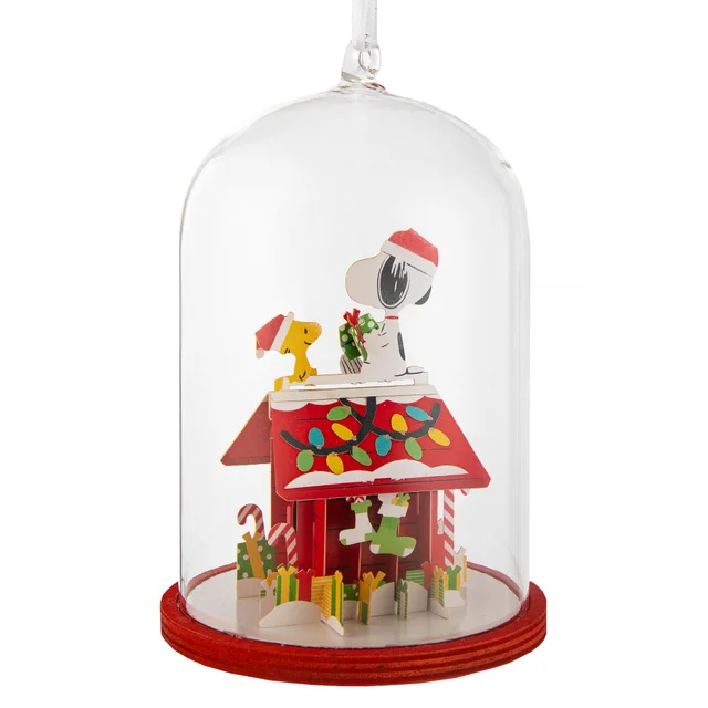 Hallmark Mixed Figural Signature Snoopy in Glass Cloche Tree Ornament