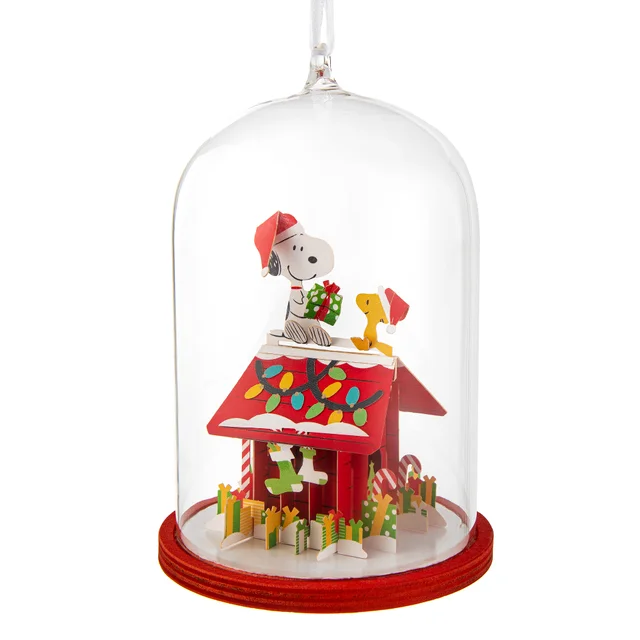 Hallmark Mixed Figural Signature Snoopy in Glass Cloche Tree Ornament