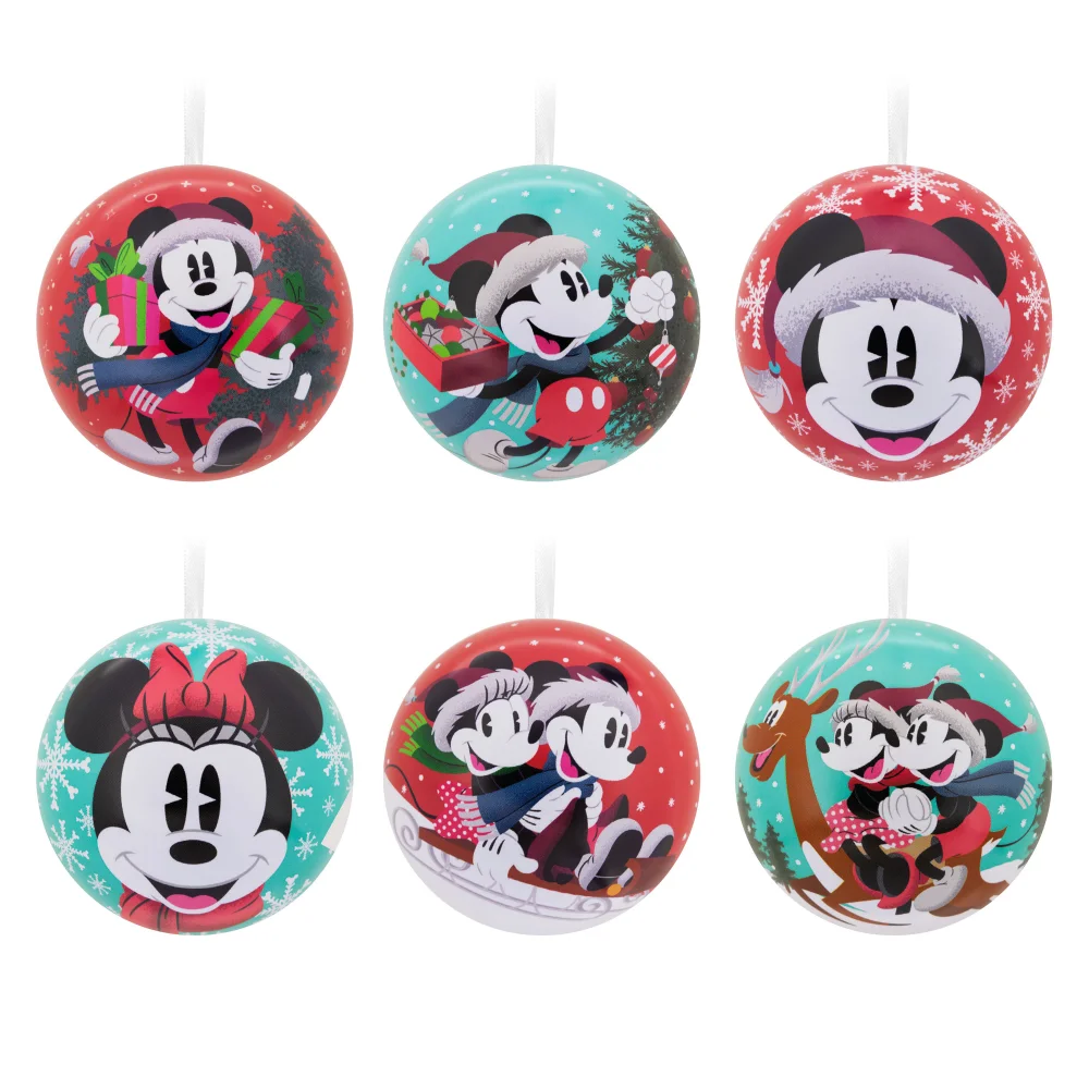 Hallmark Disney Mickey & Minnie Mouse Tin Ball Christmas Ornaments, Pack of 12 Bild 1