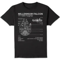 Star Wars Millennium Falcon Sketch Unisex T-Shirt - Black