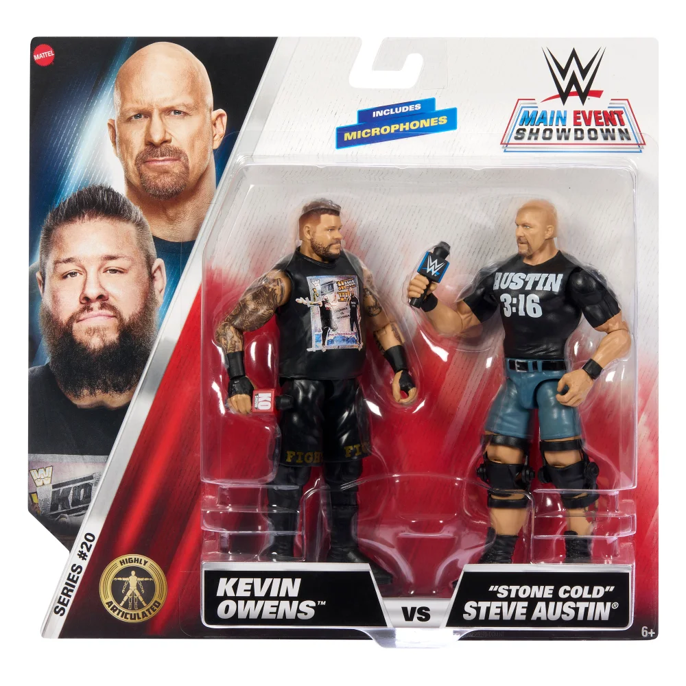 WWE Main Event Showdown 2-Pack Series 20 Kevin Owens vs Stone Cold Steve Austin Action Figures (6") Bild 1
