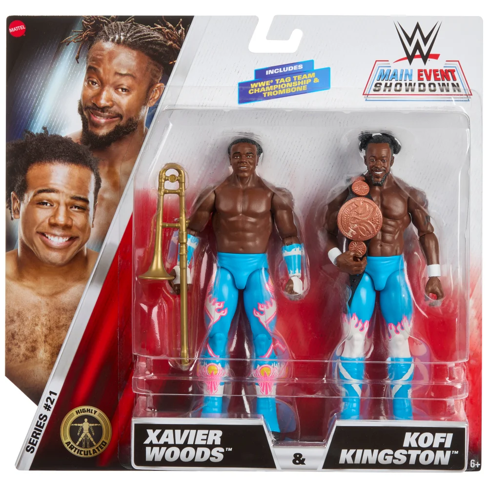 WWE Main Event Showdown 2-Pack Series 21 Kofi Kingston & Xavier Woods Action Figures (6") Bild 1