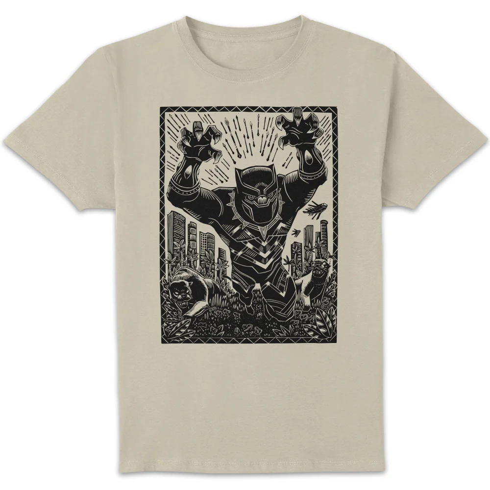 Marvel Black Panther Line Art Unisex T-Shirt - Cream - S Bild 1