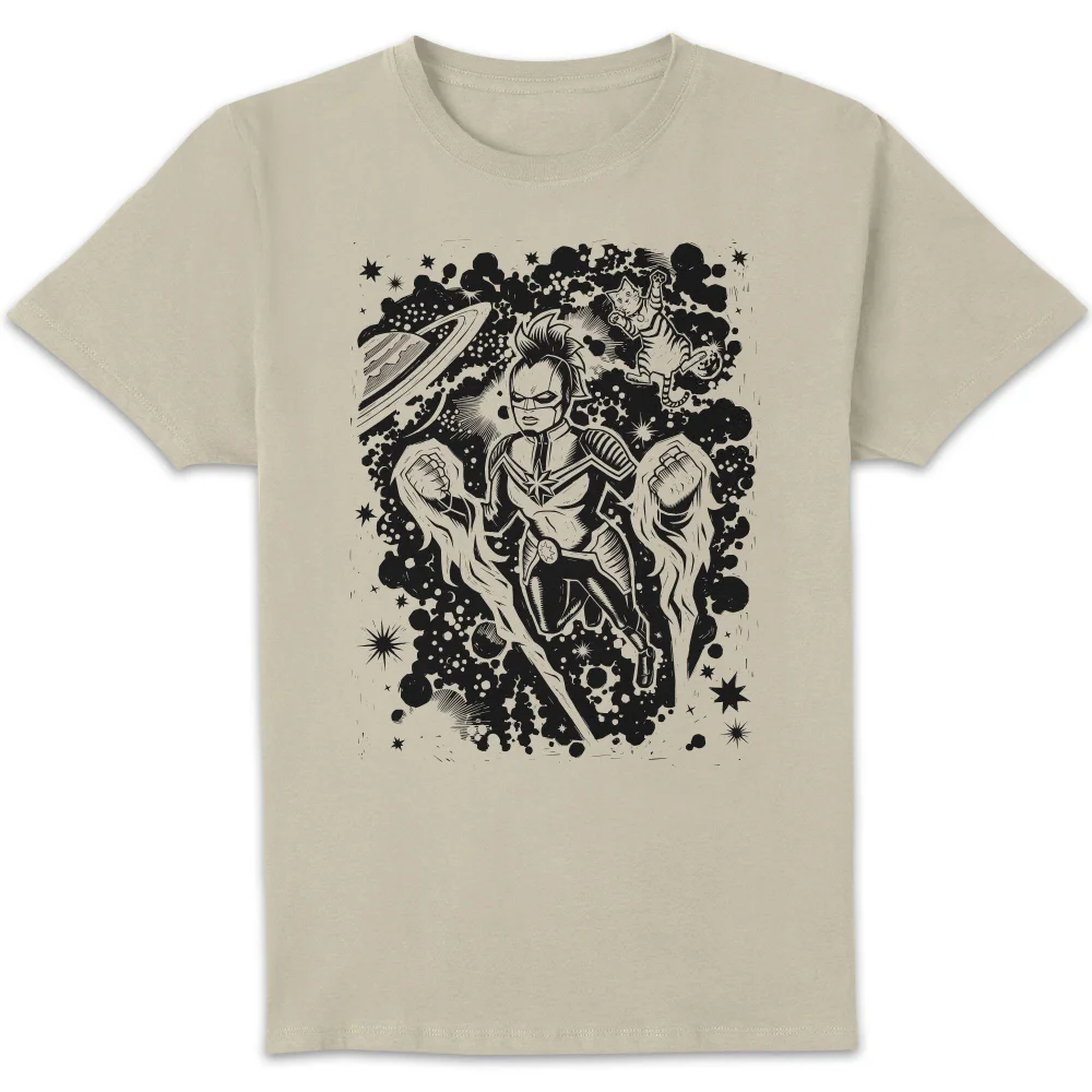 Marvel Captain Marvel Line Art Unisex T-Shirt - Cream - S Bild 1