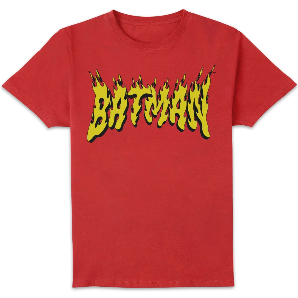 DC Comics Batman Text Fire Unisex T-Shirt - Red - S Bild 1