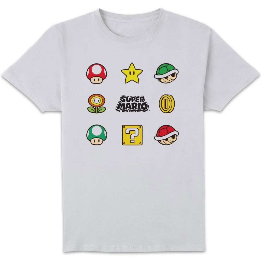 Nintendo Super Mario Items Unisex T-Shirt - White - S Bild 1