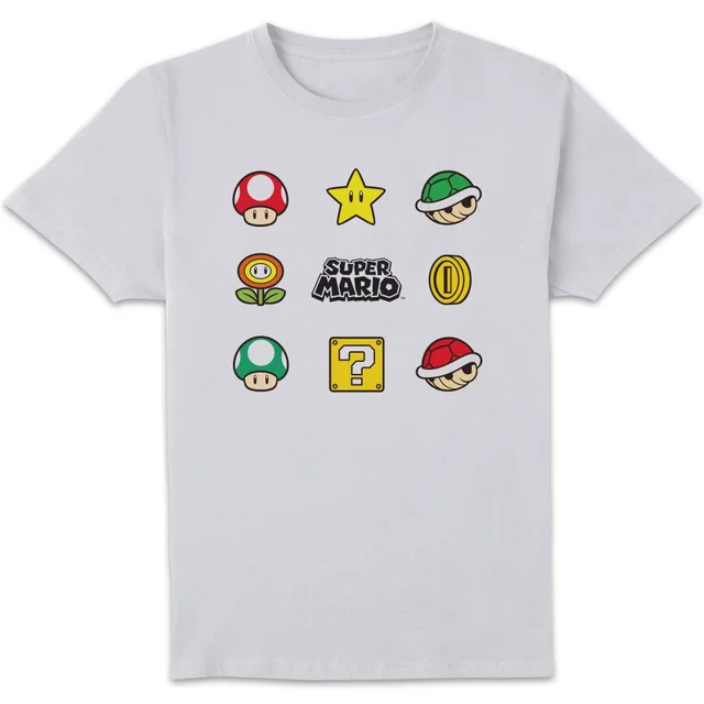 Nintendo Super Mario Items Unisex T-Shirt - White