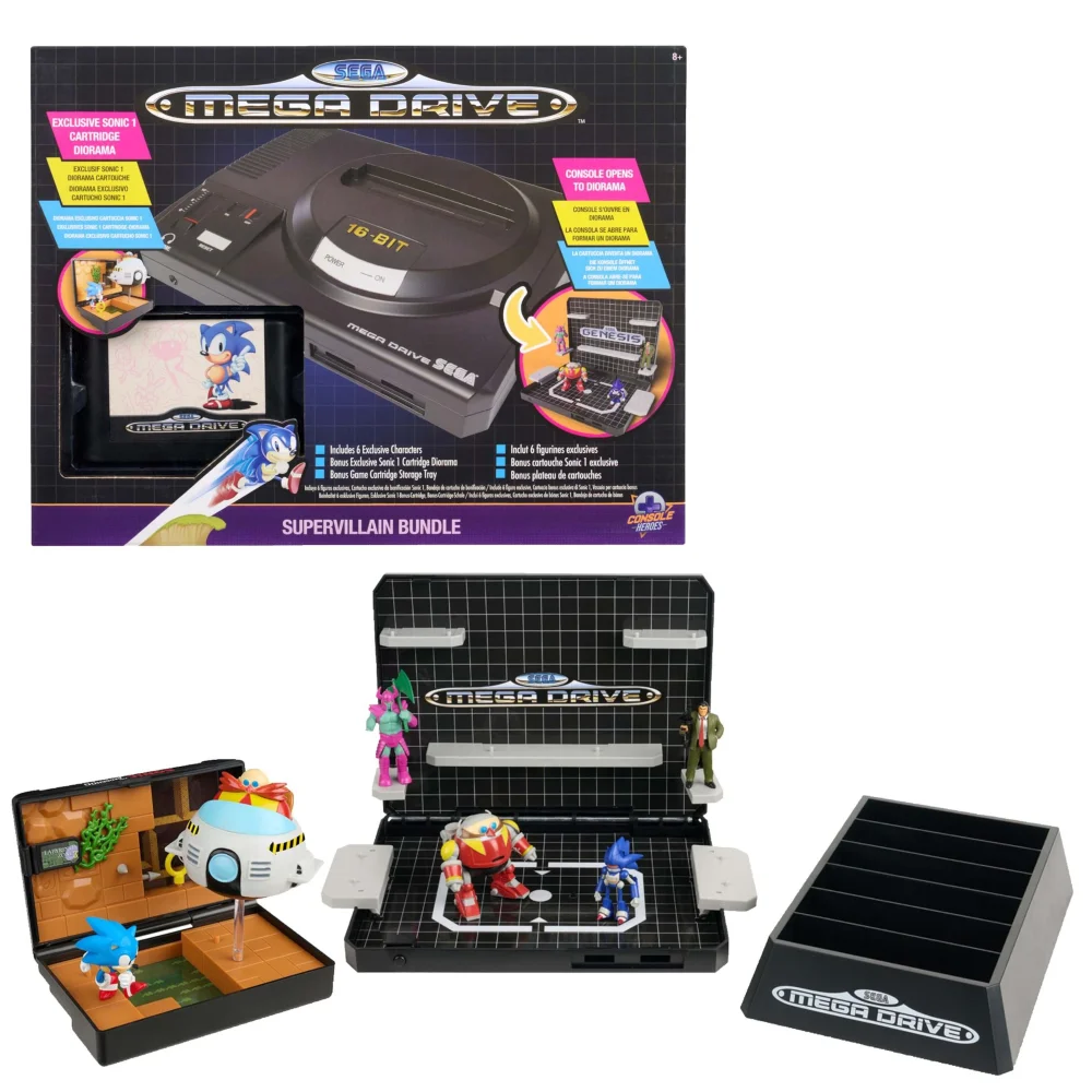 Console Heroes Sega Mega Drive Console & Sonic The Hedgehog Supervillain Bundle Diorama Bild 1