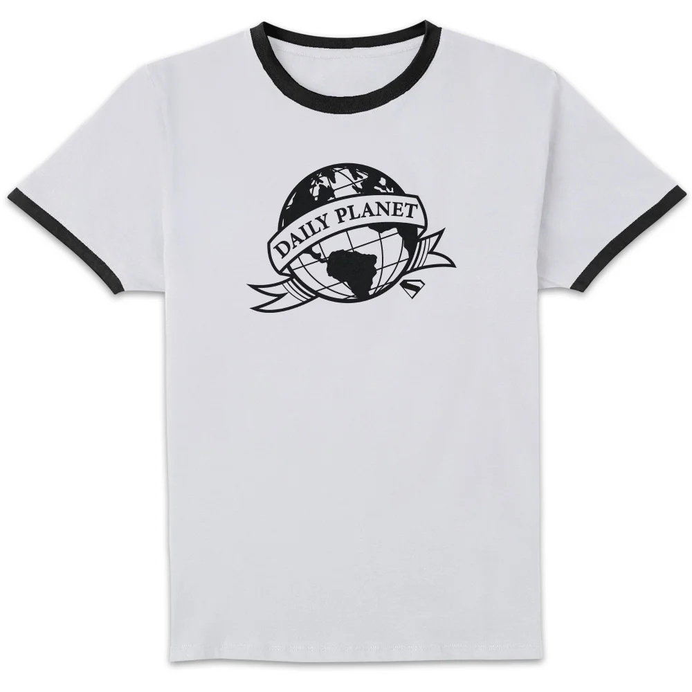 DC Comics Superman Daily Planet Unisex Ringer T-Shirt - White/Black - S Bild 1