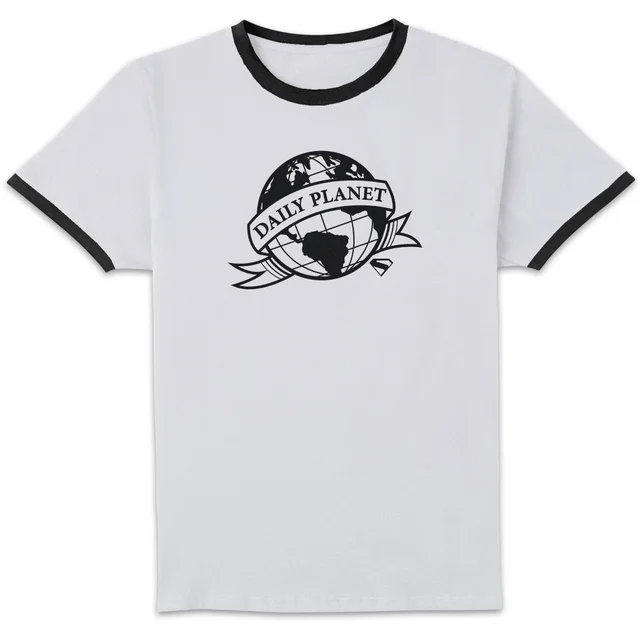 DC Comics Superman Daily Planet Unisex Ringer T-Shirt - White/Black