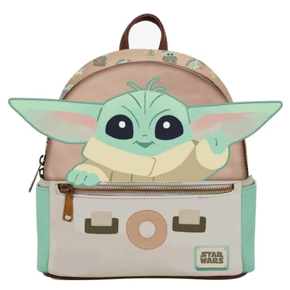 Star Wars The Mandalorian Grogu Faux Leather Casual Fashion Backpack Bild 1