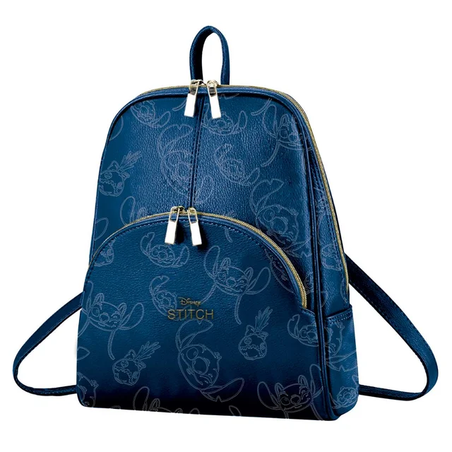 Disney Stitch Pattern Faux Leather Casual Fashion Backpack