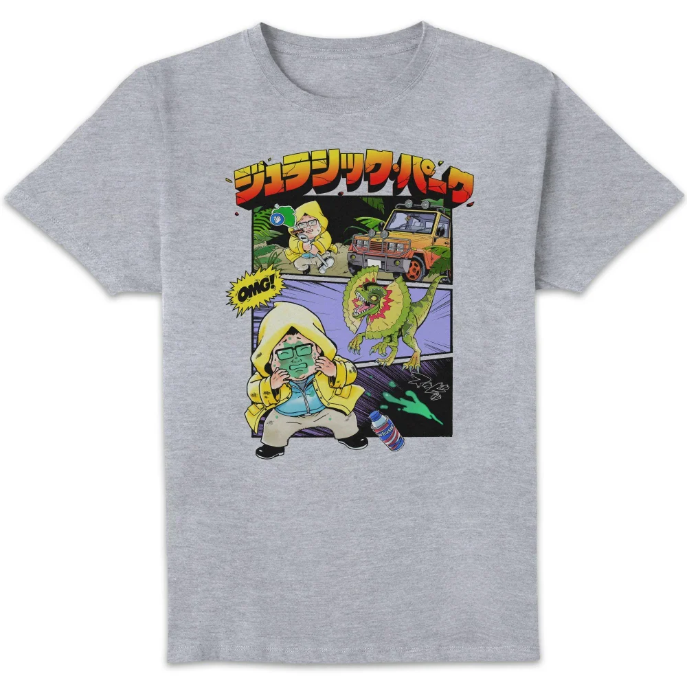 Jurassic Park Anime Splat Scene Anime Unisex T-Shirt - Grey - L Bild 1