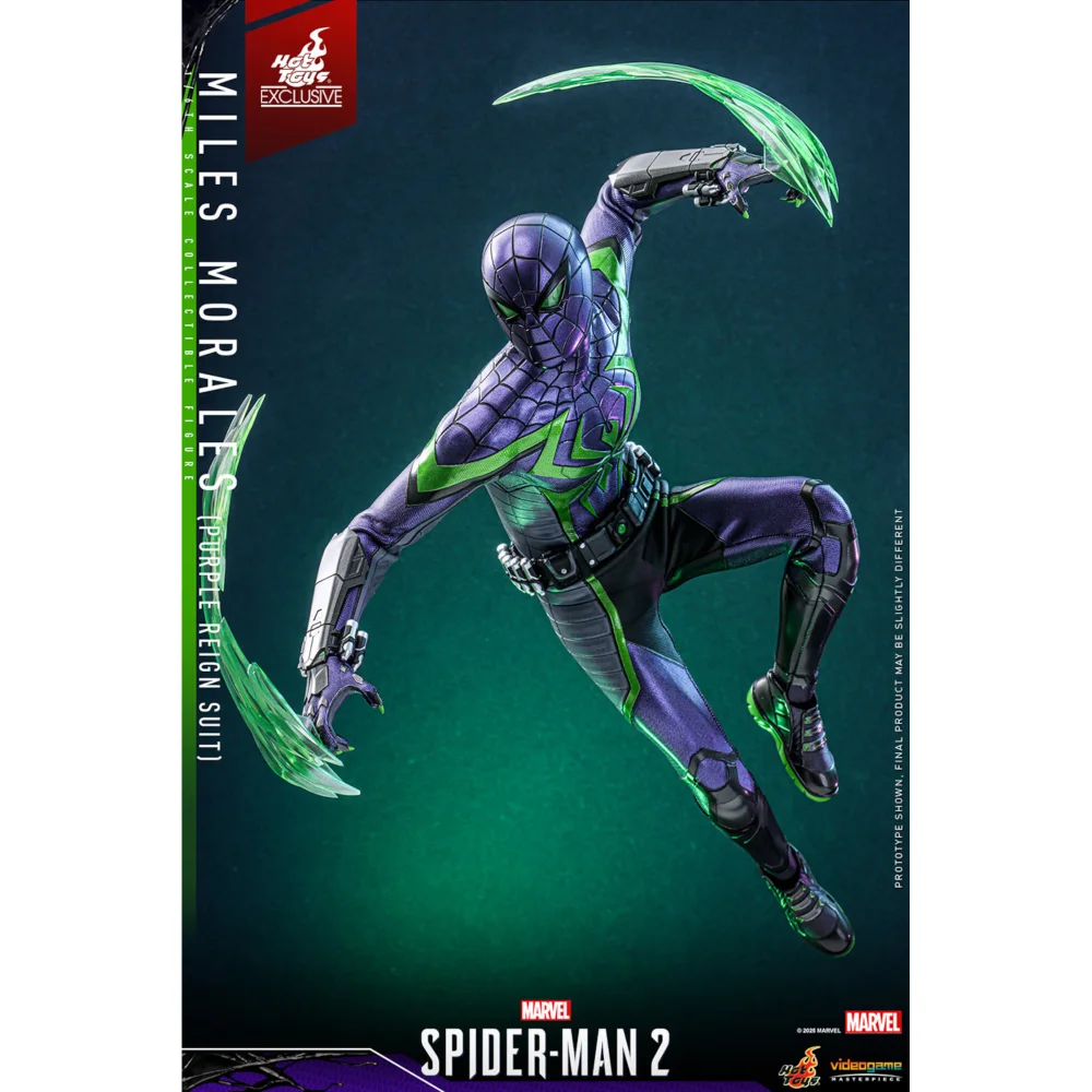 Hot Toys Spider-Man 2 Mile Morales 1/6th Scale Poseable Figure (Purple Reign Suit) (30cm) Bild 1