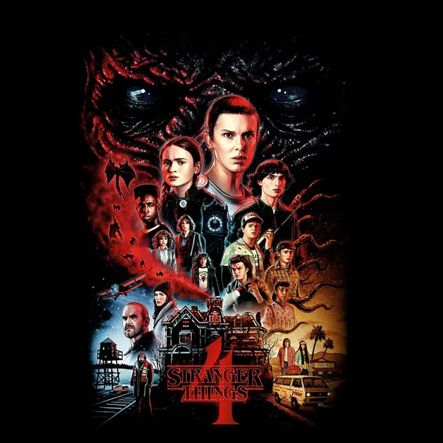 Stranger Things Season Four Poster Unisex T-Shirt - Black