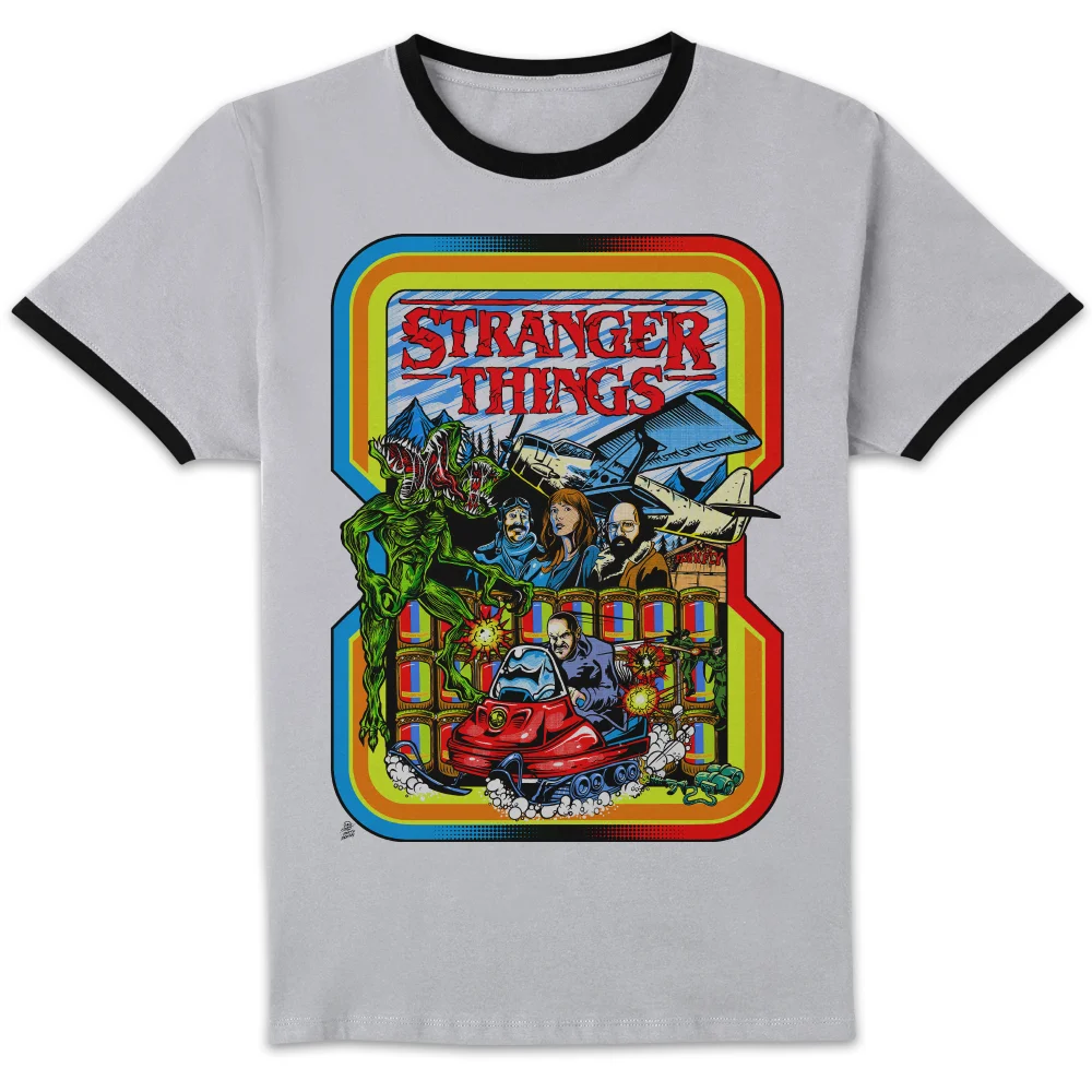 Stranger Things Retro Unisex Ringer T-Shirt - White/Black - S Bild 1