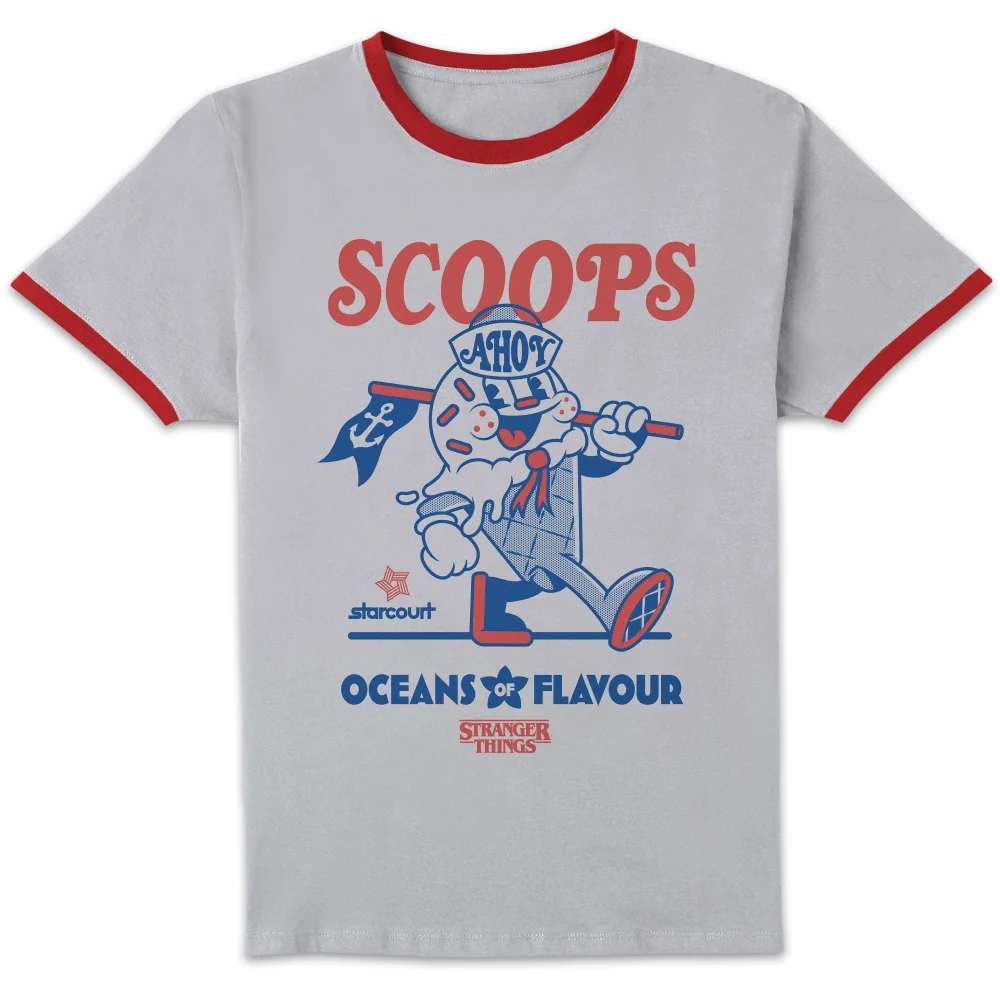 Stranger Things Oceans Of Flavour Unisex Ringer T-Shirt - White/Red - S Bild 1