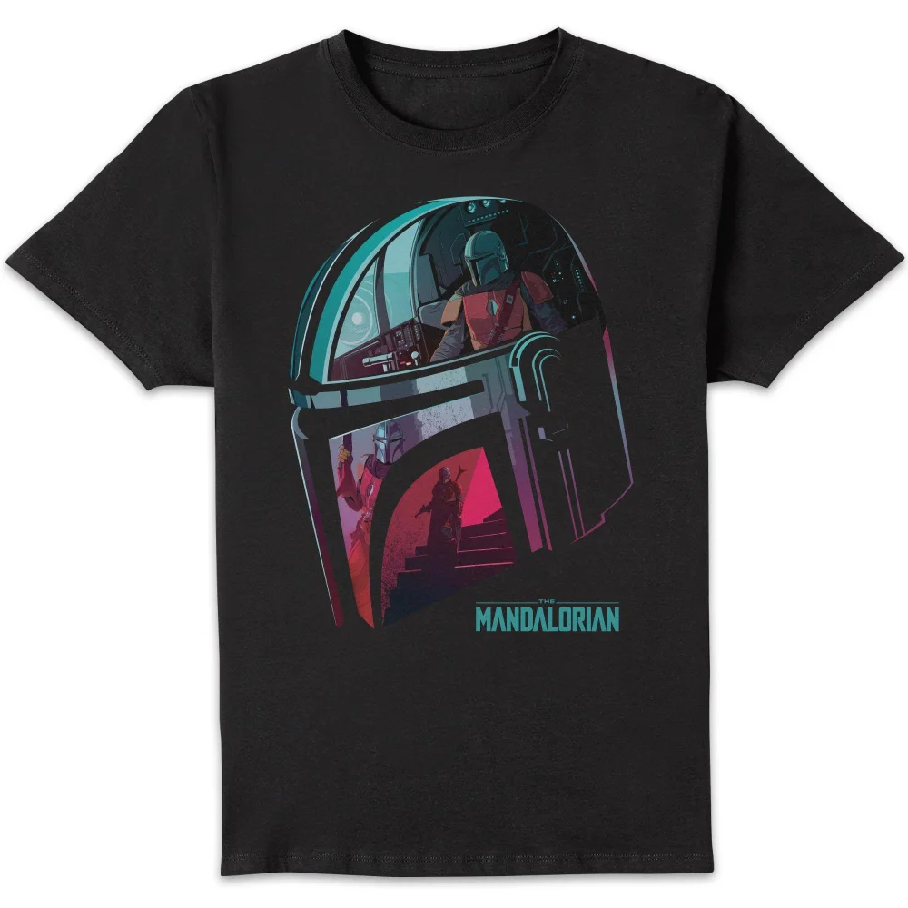 Star Wars The Mandalorian Helmet Reflection Unisex T-Shirt - Black - S Bild 1