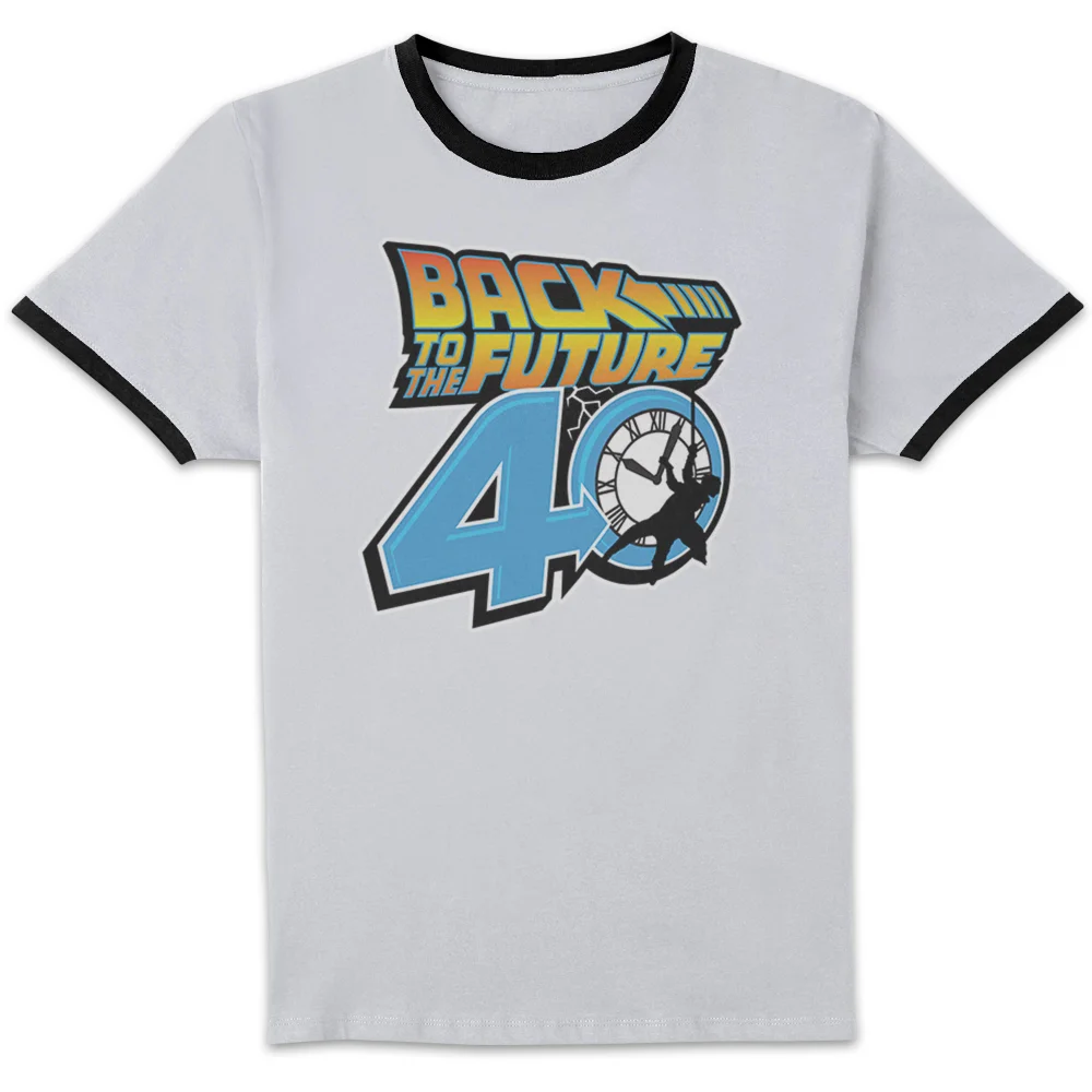Back To The Future Anniversary Logo Unisex Ringer T-Shirt - White/Black - S Bild 1