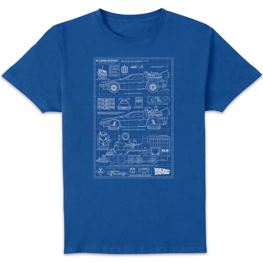 Back To The Future Schematics Unisex T-Shirt - Blue - S Bild 1