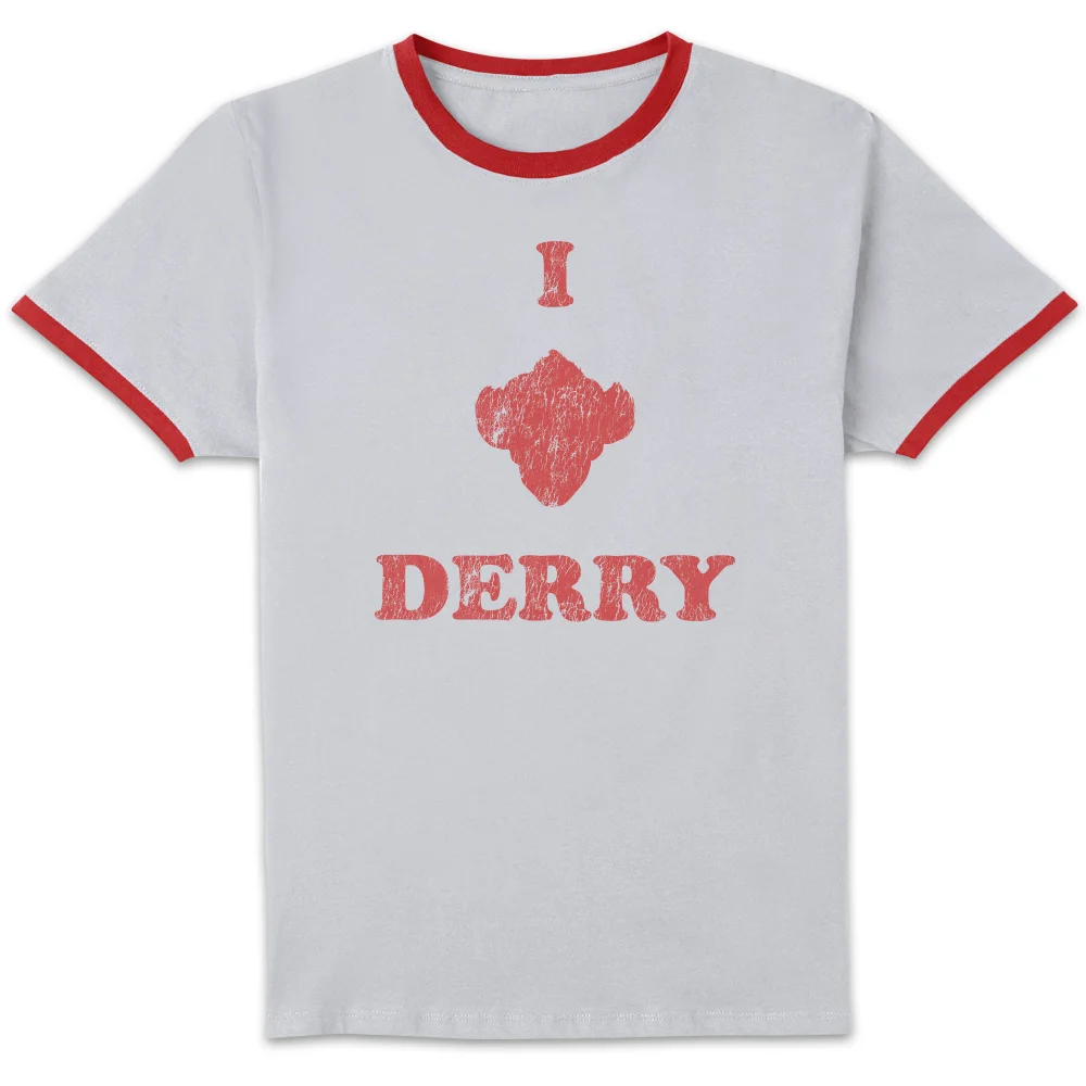 IT Chapter 2 I Heart Derry Unisex Ringer T-Shirt - White/Red - S Bild 1