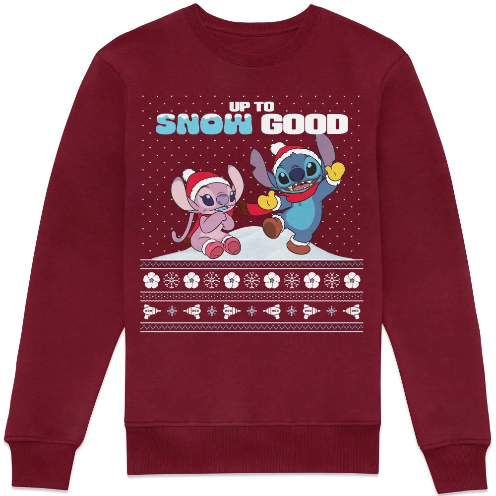 Disney Lilo & Stitch Christmas Jumper Sweatshirt - Burgundy - XS Bild 1