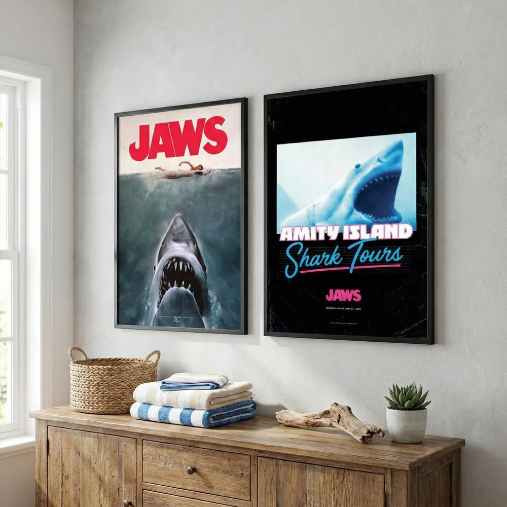 Jaws Double Feature: Premium Giclée A2 2-Pack with Black Frames Bild 1