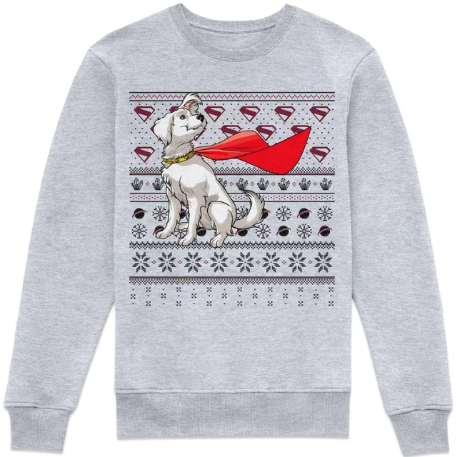 Superman Krypto Christmas Sweatshirt - Grey
