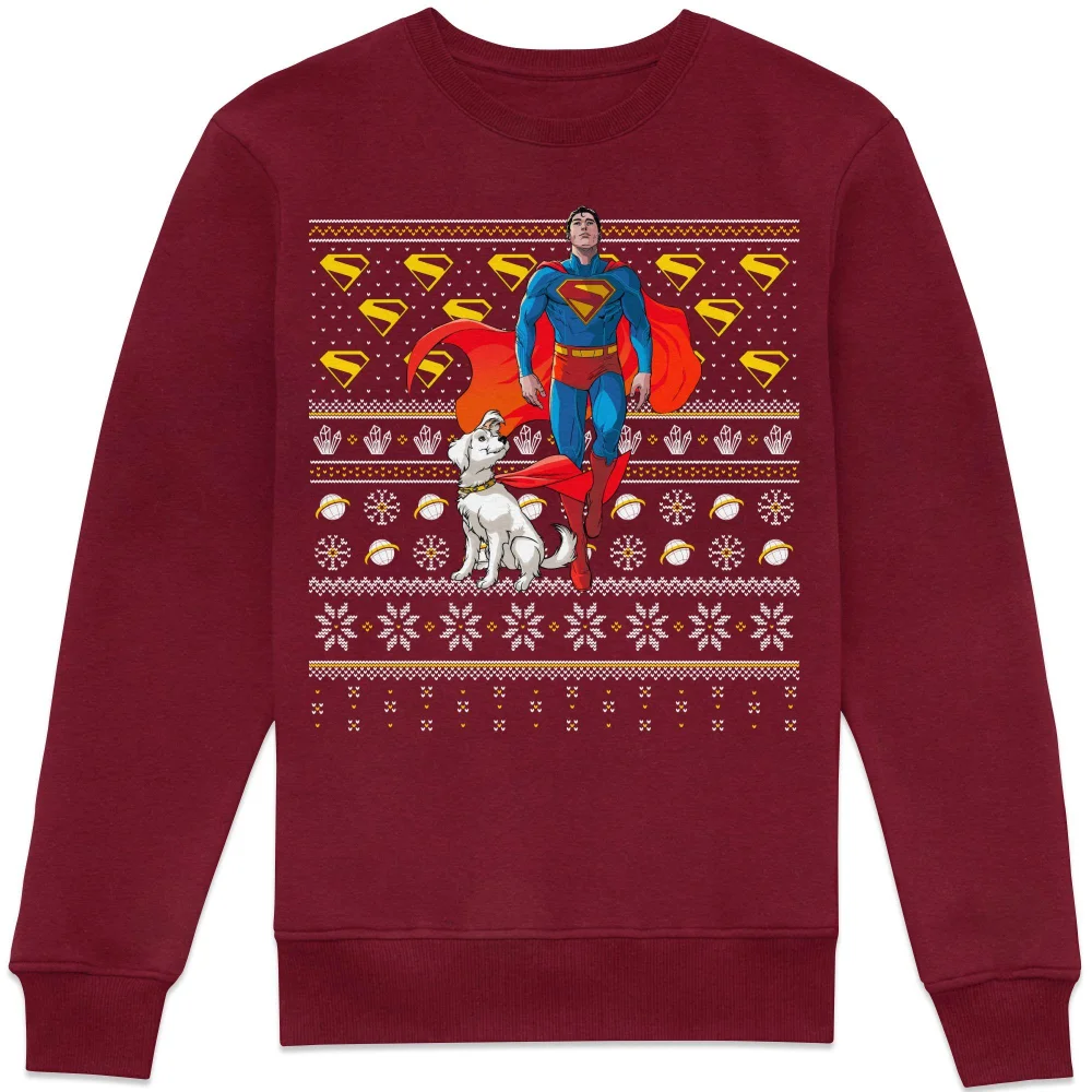 Superman And Krypto Christmas Sweatshirt - Burgundy - L Bild 1