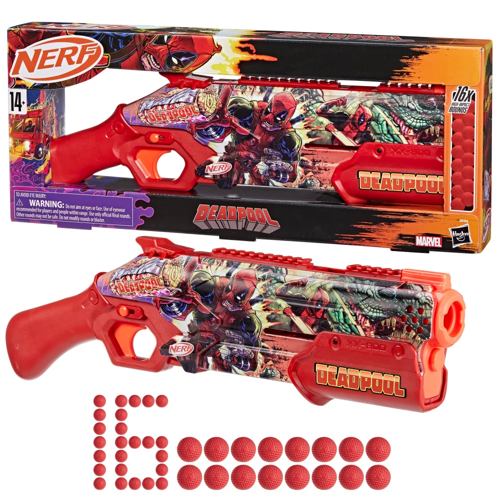 Nerf Marvel Deadpool Blaster, 16 Nerf Rival Accu-Rounds, Pump Action, Gifts for Teens, 14+ Bild 1