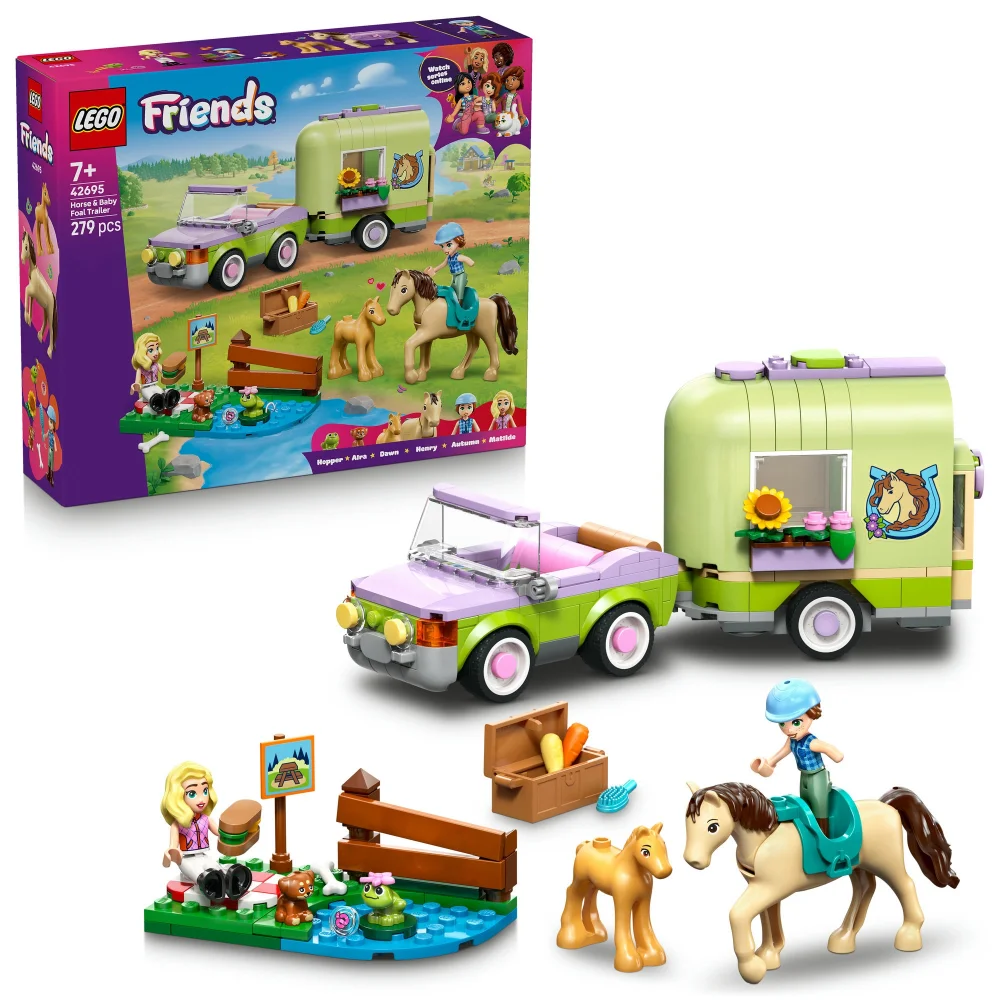 LEGO Friends Horse & Baby Foal Trailer with Car Toy 42695 Bild 1