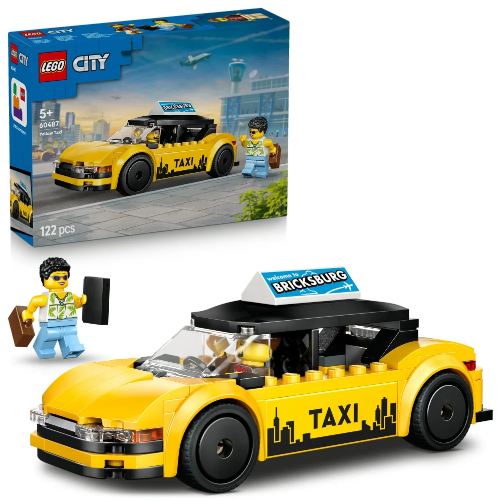 LEGO City Yellow Taxi Model Car Kit with 2 Minifigures 60487 Bild 1