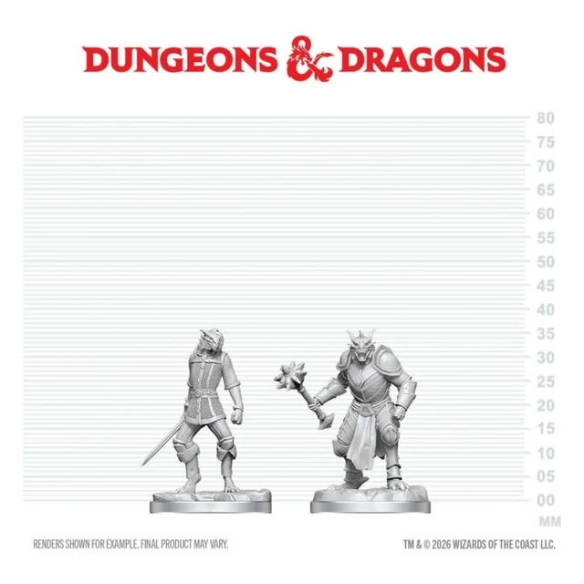 Dungeons & Dragons Nolzur's Marvelous Miniatures Unpainted Miniature Dragonborn Paladin & Dragonborn Squire 14 cm