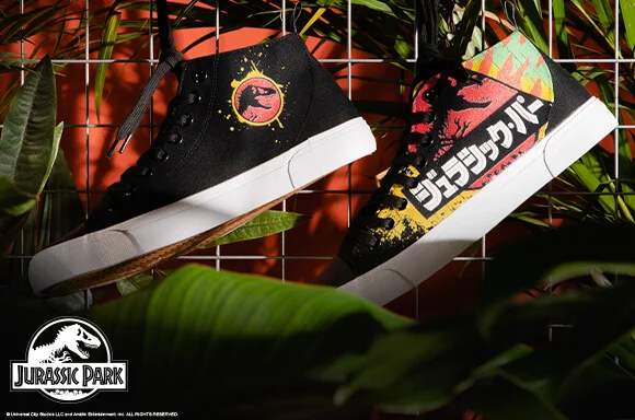 Akedo x Jurassic Park <BR> Schwarze Adult Signature High Top Schuhe