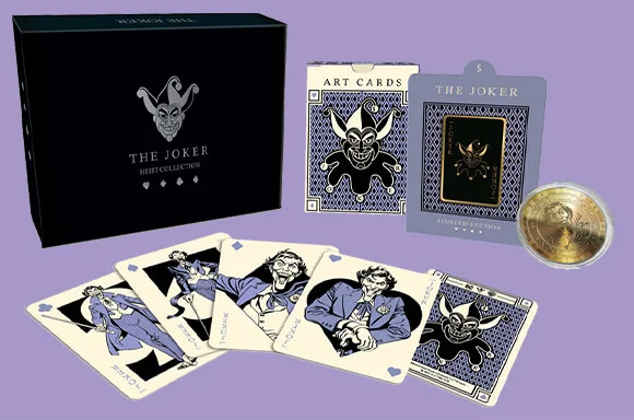 THE JOKER <br>SAMMLER PIN BADGE, MÜNZE & ART KARTE